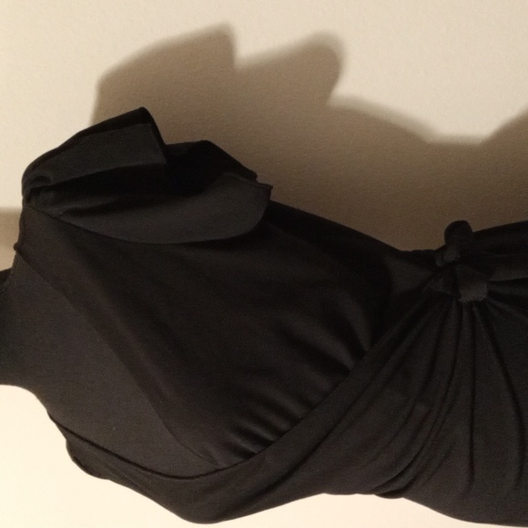 Studio M Black Short Flutter Sleeve Classic Wrap Dress Size Medium - Picture 4 of 10